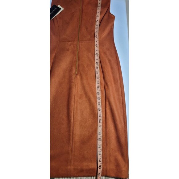 Andrew Marc New York Faux Leather Sheath Dress Brown Sleeveless Women’s Size 12 - Picture 16 of 16